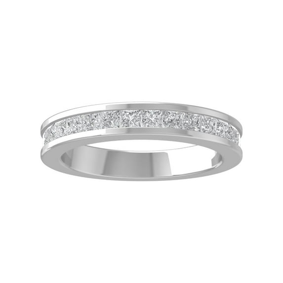 Araiya Sterling Silver Princess-shape Diamond Wedding Band Ring (1 cttw, I-J Color, I2-I3 Clarity), Size 9.5
