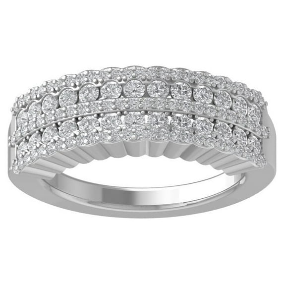 Araiya Sterling Silver Round Diamond Anniversary Band Ring (1 cttw, I-J Color, I2-I3 Clarity), Size 5.5
