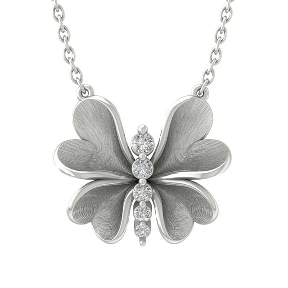 Araiya Sterling Silver Round Diamond Butterfly Pendant Necklace (1/6 cttw, I-J Color, I2-I3 Clarity), 18"