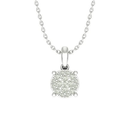Araiya Sterling Silver Round Diamond Cluster Pendant Necklace (1/4 cttw, I-J Color, I2-I3 Clarity), 18"