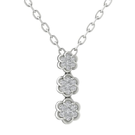 Araiya Sterling Silver Round Diamond Flower Drop Pendant Necklace (1/4 cttw, I-J Color, I2-I3 Clarity), 18"