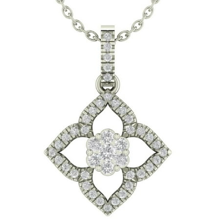 Araiya Sterling Silver Round Diamond Flower Pendant Necklace (1/4 cttw, I-J Color, I2-I3 Clarity), 18"