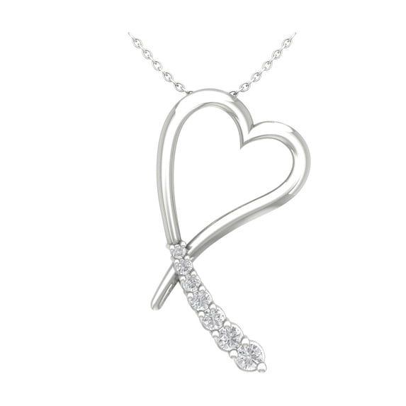 Araiya Sterling Silver Round Diamond Heart Pendant Necklace (1/3 cttw, I-J Color, I2-I3 Clarity), 18"