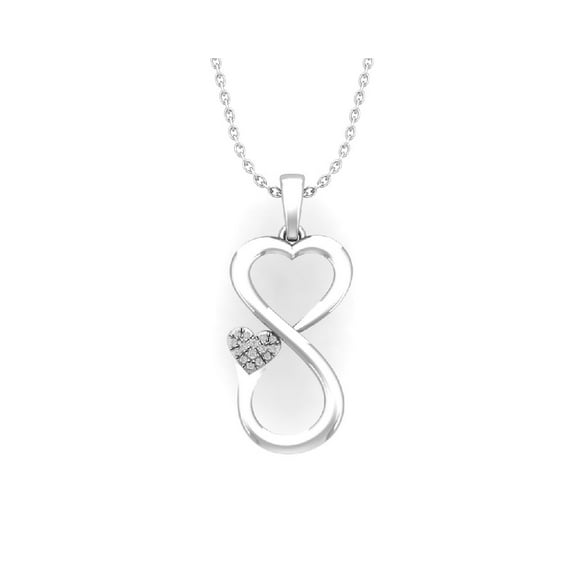 Araiya Fine Jewelry Sterling Silver Round Diamond Infinite Heart Pendant Necklace (1/10 cttw, I-J Color, I2-I3 Clarity), 18"