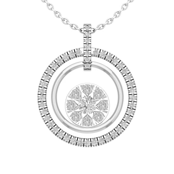 Araiya Sterling Silver Round Diamond Two Circle Pendant Necklace (1/2 cttw, I-J Color, I2-I3 Clarity), 18"
