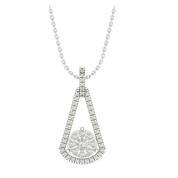 Araiya Sterling Silver Round Diamond Unique Pendant Necklace (1/2 cttw, I-J Color, I2-I3 Clarity), 18"
