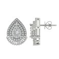 thumbnail image 1 of Araiya Sterling Silver Round and Baguette Diamond Stud Earrings for Women (1 cttw, I-J Color, I2-I3 Clarity), 1 of 1