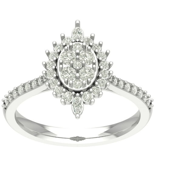 Araiya Sterling Silver Round and Marquise Diamond Halo Pear Shape Ring (5/8 cttw, I-J Color, I2-I3 Clarity), Size 7.5