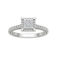 thumbnail image 1 of Araiya Sterling Silver Square Shape Halo Cluster Diamond Ring for Women (1/2 cttw, I-J Color, I2-I3 Clarity), Size 10, 1 of 3