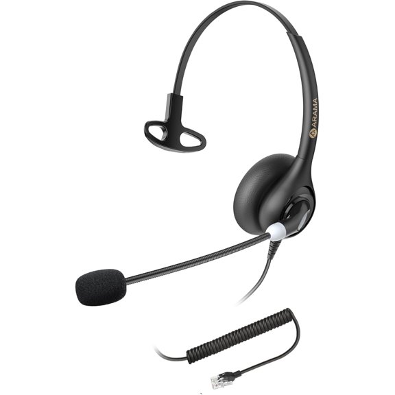 Arama Phone Headsets for Office Phones RJ600C1 RJ9 Wired Headset with Noise Canceling Mic Phones Desk Landline Headset with Microphone Compatible with Cisco Office Phone