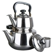 Aramco Alpine Cuisine Double Stainless Steel Tea Kettle with Strainer