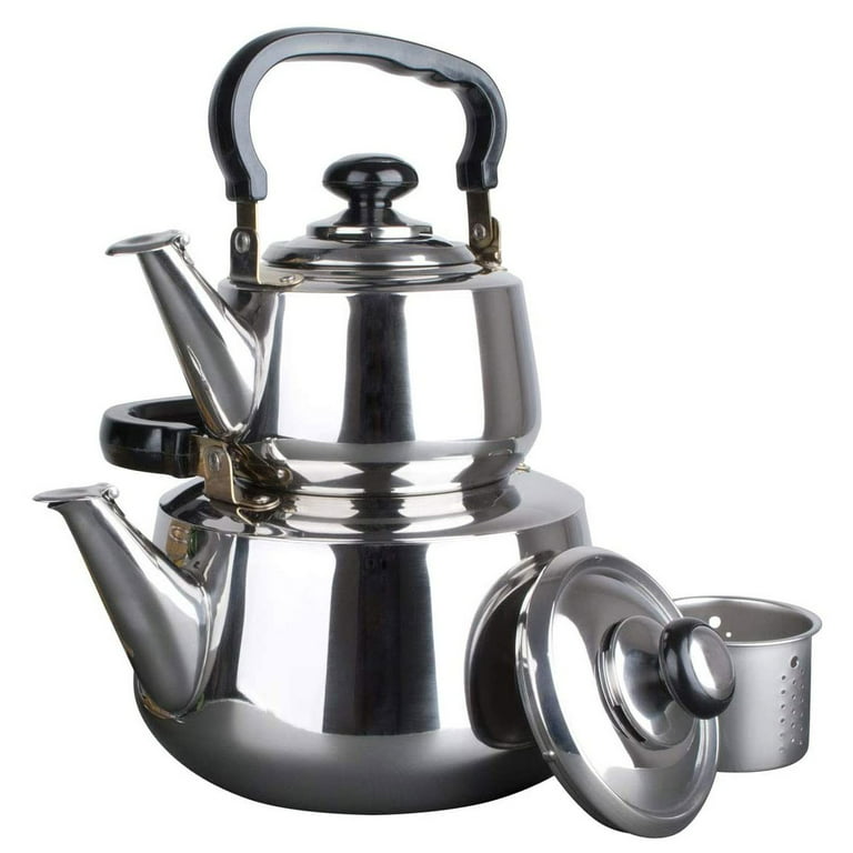Aramco Alpine Cuisine Double Stainless Steel Tea Kettle with Strainer 