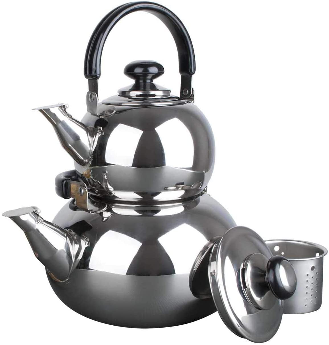 Aramco Stainless Steel Double Tea Kettle with Strainer