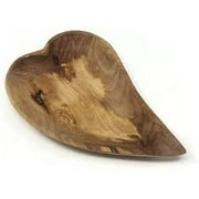 AramediA Wooden Olive Wood Heart Shaped serving Dish Bowl -Handmade and Hand Carved by artisans 6 X 5.5x 1 inches