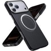 Aramid Fiber Carbon Texture Case for iPhone 17/18 Pro Max, Ultra Slim Magnetic Protective Cover, Black