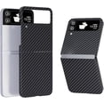 thumbnail image 1 of Aramid Fiber Case for Samsung Galaxy Z Flip 4 Case Aramid Fiber Thin Fit Slim Minimalist 6 FT Military Grade Drop Protection Case with Wireless Charging, Black, 1 of 6