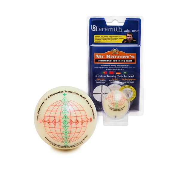 Aramith Nic Barrow's Ultimate SNOOKER 2 Sided Full Size Training Ball - 2 1/15" - 52.5 mm