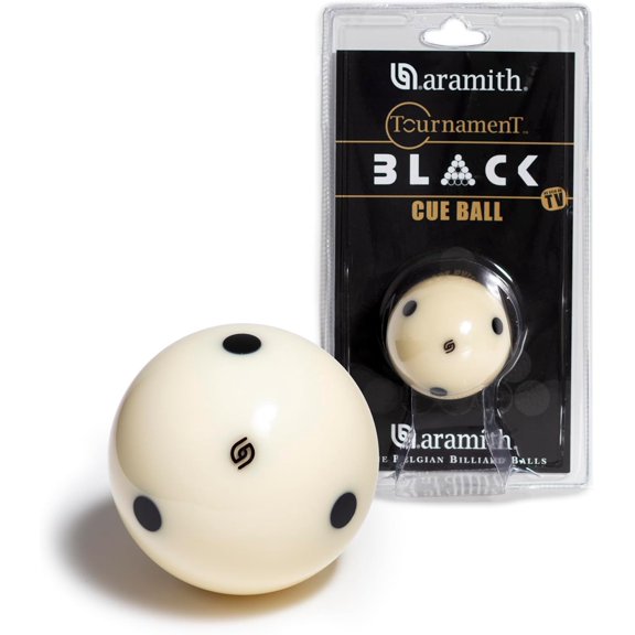 Aramith Tournament Black Billiard Pool Cue Ball 2 1/4" 6 Black Dots in a blister