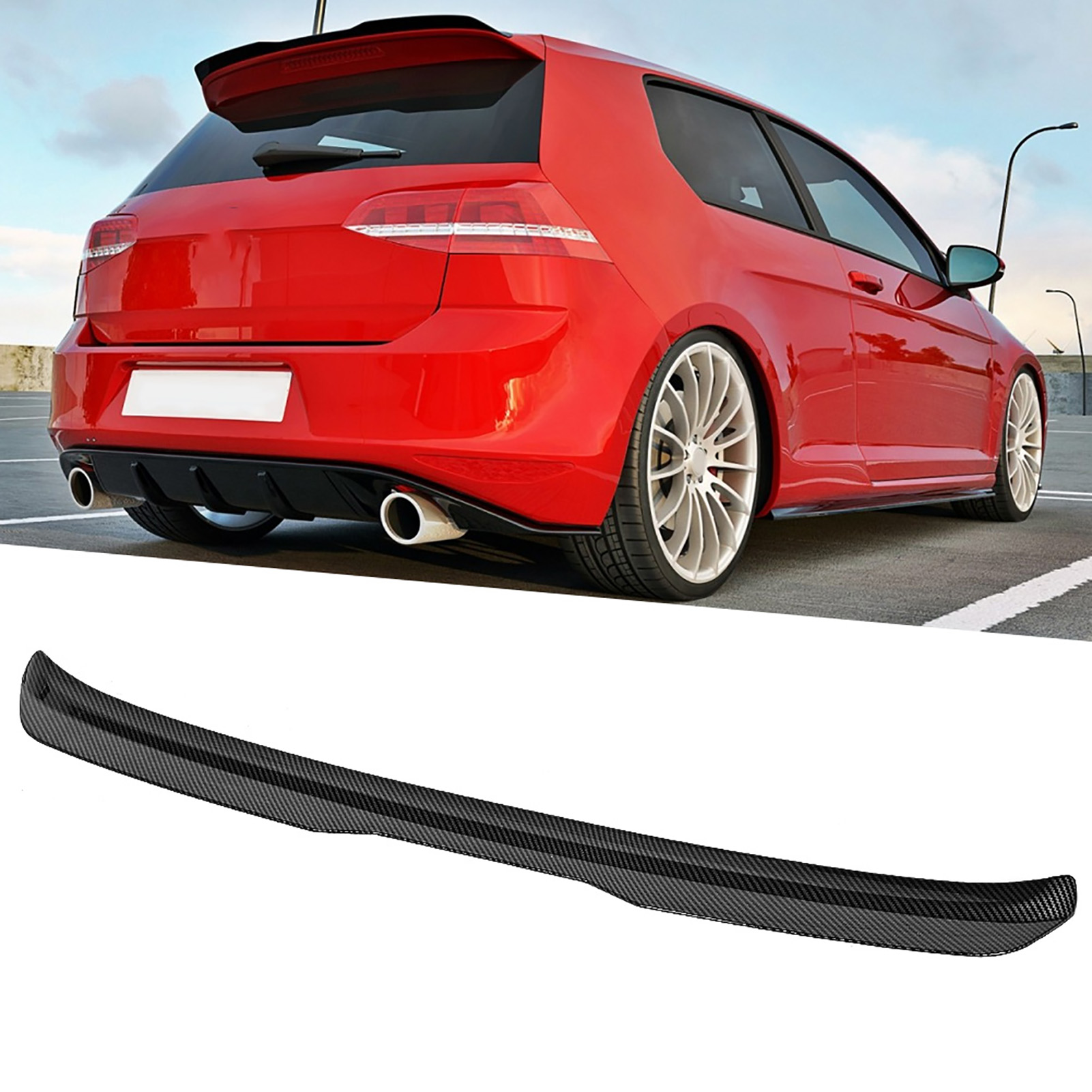 Aramox Carbon Fiber Look For Maxton Style Rear Roof Spoiler Rear Window