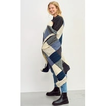 Aran 100% Merino Wool Patchwork Blanket Intarsia Throw 60"x40" Made in Ireland