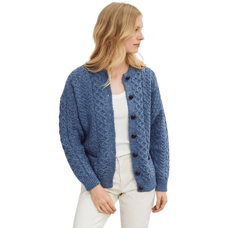 Aran Lumber Cardigan Denim X Large