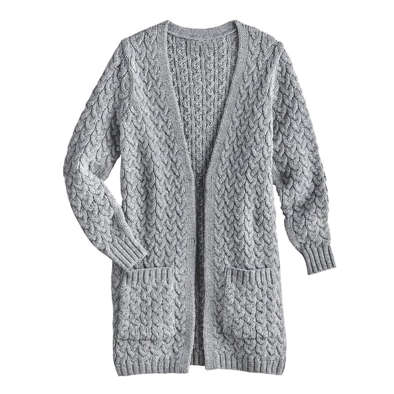 Aran Boyfriend Cardigan - Gray - Large