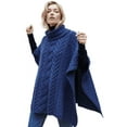 thumbnail image 1 of Aran Irish Poncho Supersoft Merino Wool Cowl Neck Cape Made in Ireland, One Size, 1 of 3