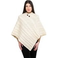 thumbnail image 1 of Aran Isle Ladies Irish Aran Cable Knit Buttoned Poncho- 100% Virgin Wool, 1 of 4