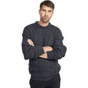 Aran Mens Fisherman Sweater 100% Irish Merino Wool Traditional Pullover Made in Ireland
