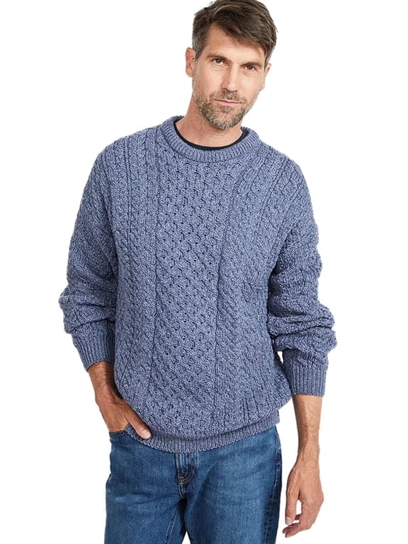 Aran Men's Irish Traditional Sweater 100% Premium Merino Wool Fisherman Pullover Made in Ireland