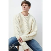 Aran Men's Traditional Sweater 100% Premium Merino Wool Irish Fisherman Pullover Made in Ireland