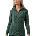 thumbnail image 1 of Aran Merino Wool Irish Zipper Cardigan Women's Cable Knitted Jacket Made in Ireland, 1 of 4