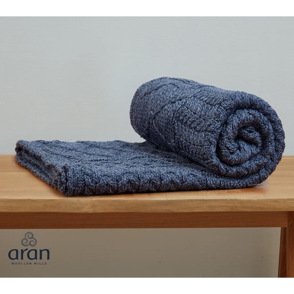 Aran Patchwork Throw 100% Premium Merino Wool Blanket 60" x 42" Made in Ireland by Aran Woollen Mills