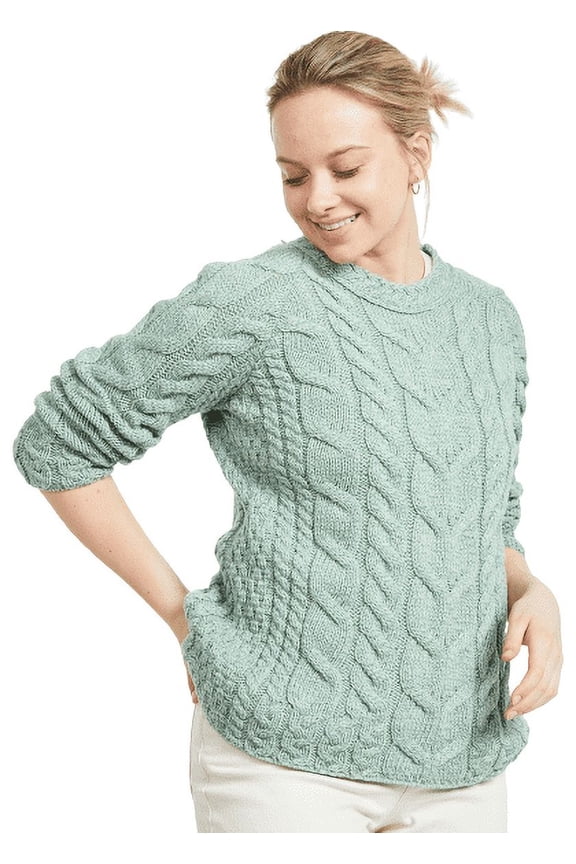 Aran Raglan Super Soft Merino Wool Sweater Women's Irish Cable Knitted Pullover Made in Ireland