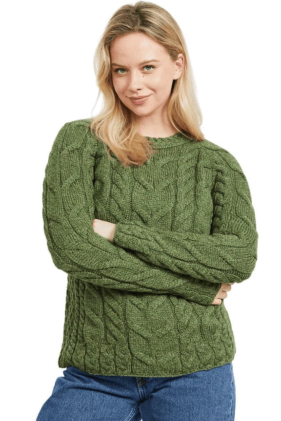 Aran Raglan Super Soft Merino Wool Sweater Women's Irish Cable Knitted Pullover Made in Ireland