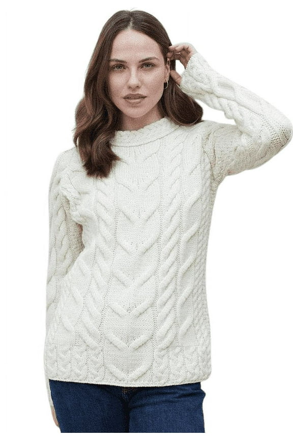 Aran Raglan Super Soft Merino Wool Sweater Women's Irish Cable Knitted Pullover Made in Ireland