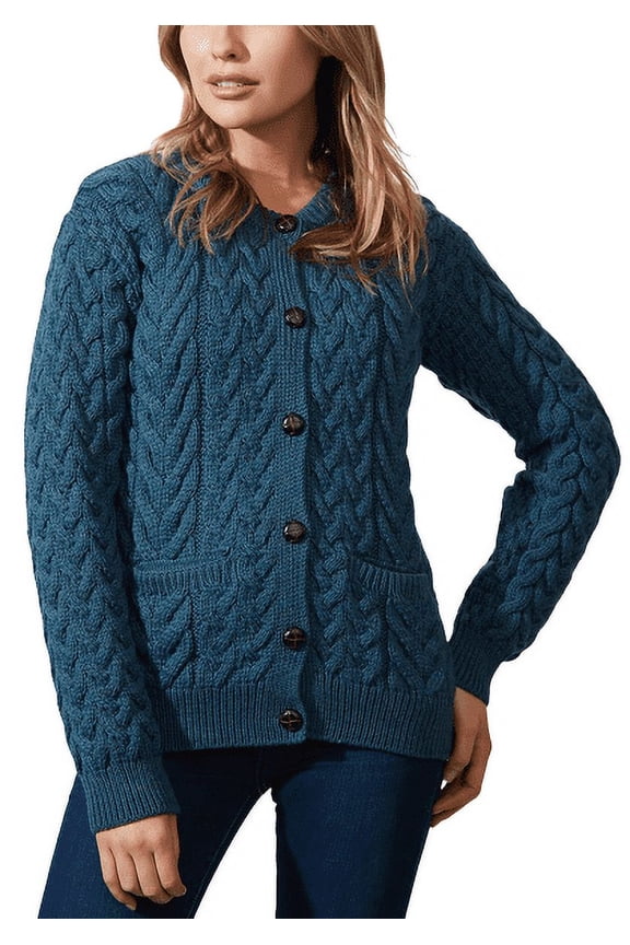Aran SuperSoft Merino Wool Lumber Jacket Cardigan Sweater Made in Ireland
