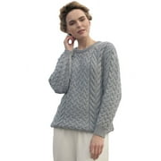 Aran SuperSoft Merino Wool Sweater Women`s Irish Cable Knitted Pullover Jumper Made in Ireland