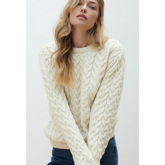 Aran SuperSoft Merino Wool Sweater Women`s Irish Cable Knitted Pullover Jumper Made in Ireland