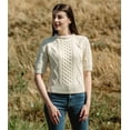 thumbnail image 1 of Aran Traditional Short Sleeve Sweater 100% Merino Wool Women's Cable Knit Pullover Made in Ireland, 1 of 2
