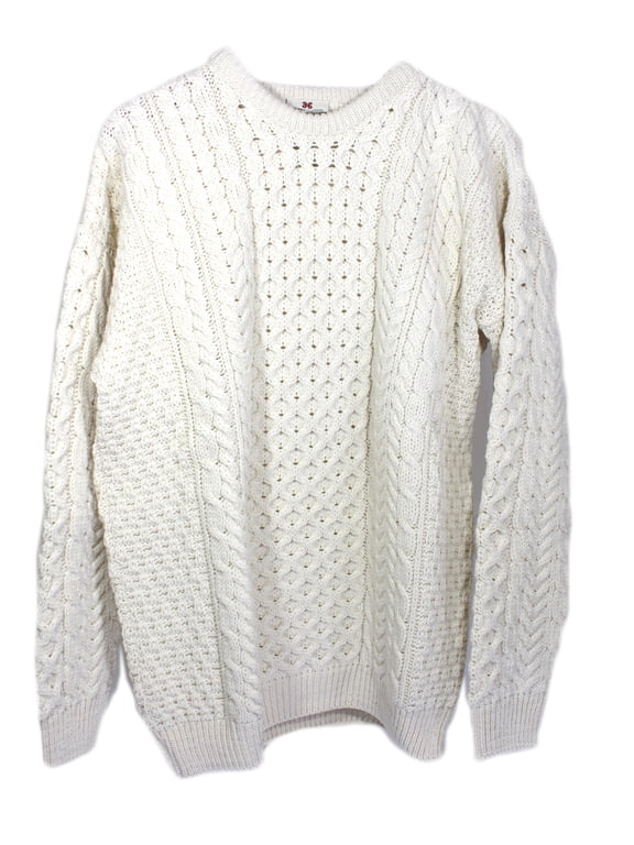 Aran Women's Irish Knitted Sweater 100% Premium Merino Wool Traditional Pullover Made in Ireland