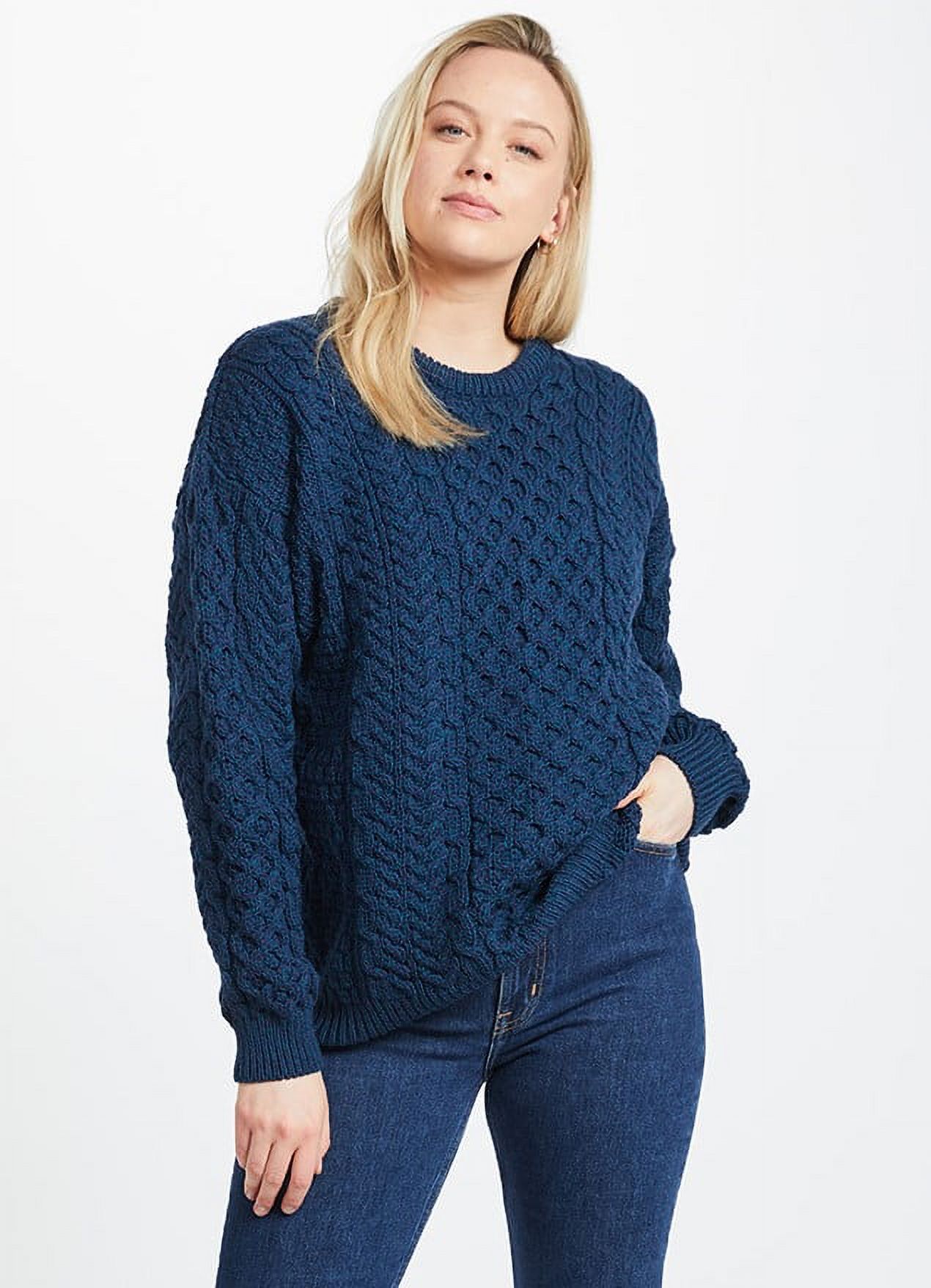 Aran Women's Irish Knitted Sweater 100 Premium Merino Wool Traditional