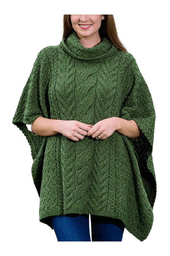 100% Supersoft Merino Wool Cowl Neck Poncho Irish Cape Made in Ireland