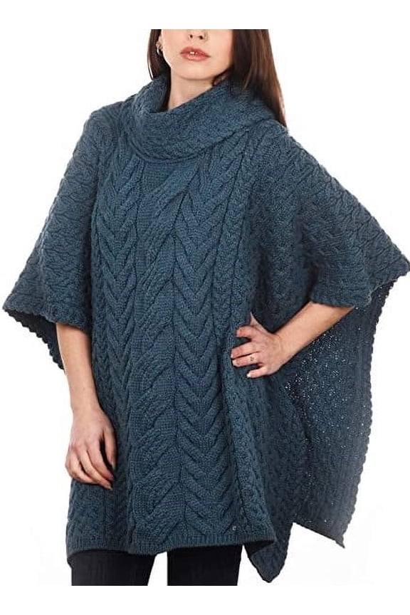 100% Supersoft Merino Wool Cowl Neck Poncho Irish Cape Made in Ireland