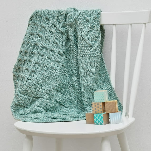 Aran Woollen Mills Baby Blanket Knitted Throw 100% Premium Merino Wool Supersoft Patchwork for Kids 22" x 23" Made in Ireland