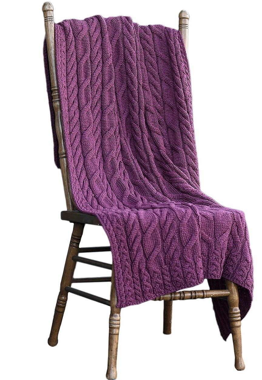 Jam Red Merino Wool Cable Knit Blanket 40" x 60"
