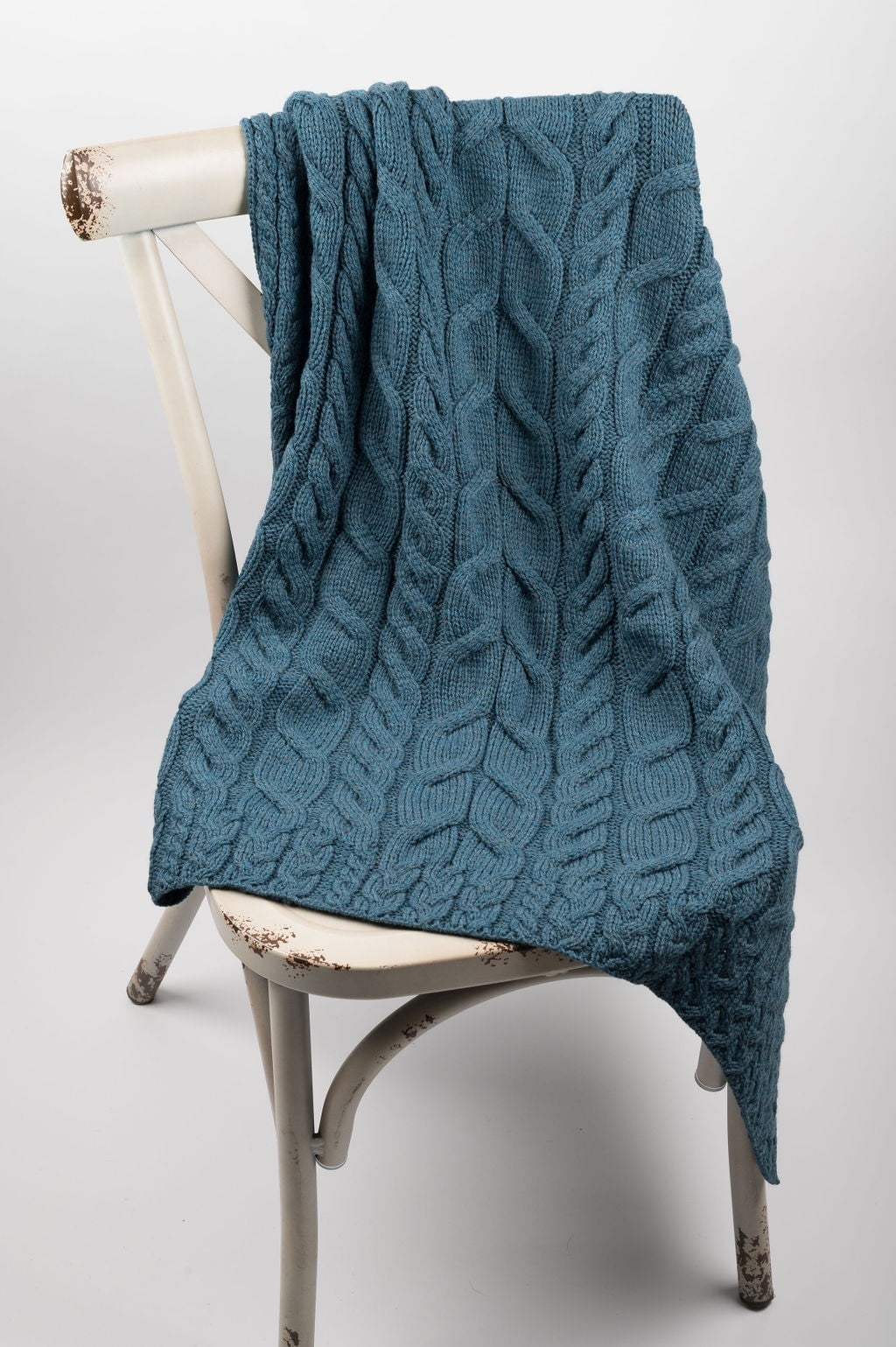 Aran Woollen Mills Cable Knitted Blanket 100% Premium SuperSoft Merino Wool Throw 40" x 60" Made in Ireland