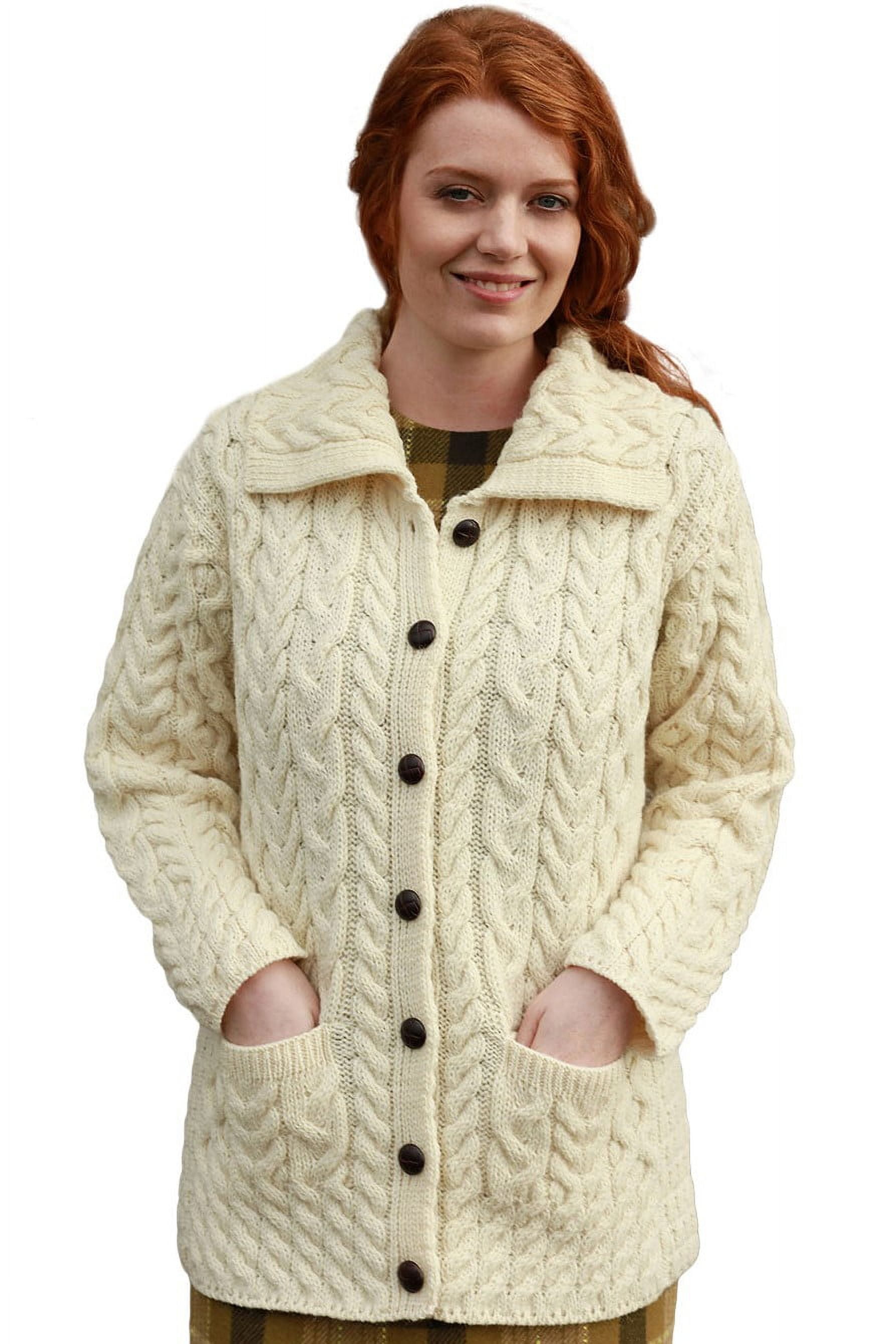 Aran Woollen Mills Cable Knitted Buttoned Cardigan Sweater 100