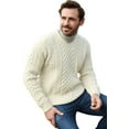 thumbnail image 1 of Aran Woollen Mills Irish Traditional Fisherman 100% Premium Soft Merino Wool V-Neck Sweater Cable Knitted Jumper Men`s Pullover Made in Ireland, 1 of 5