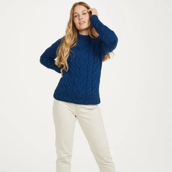 Aran Woollen Mills Wool Raglan Crew Neck Sweater, Women's